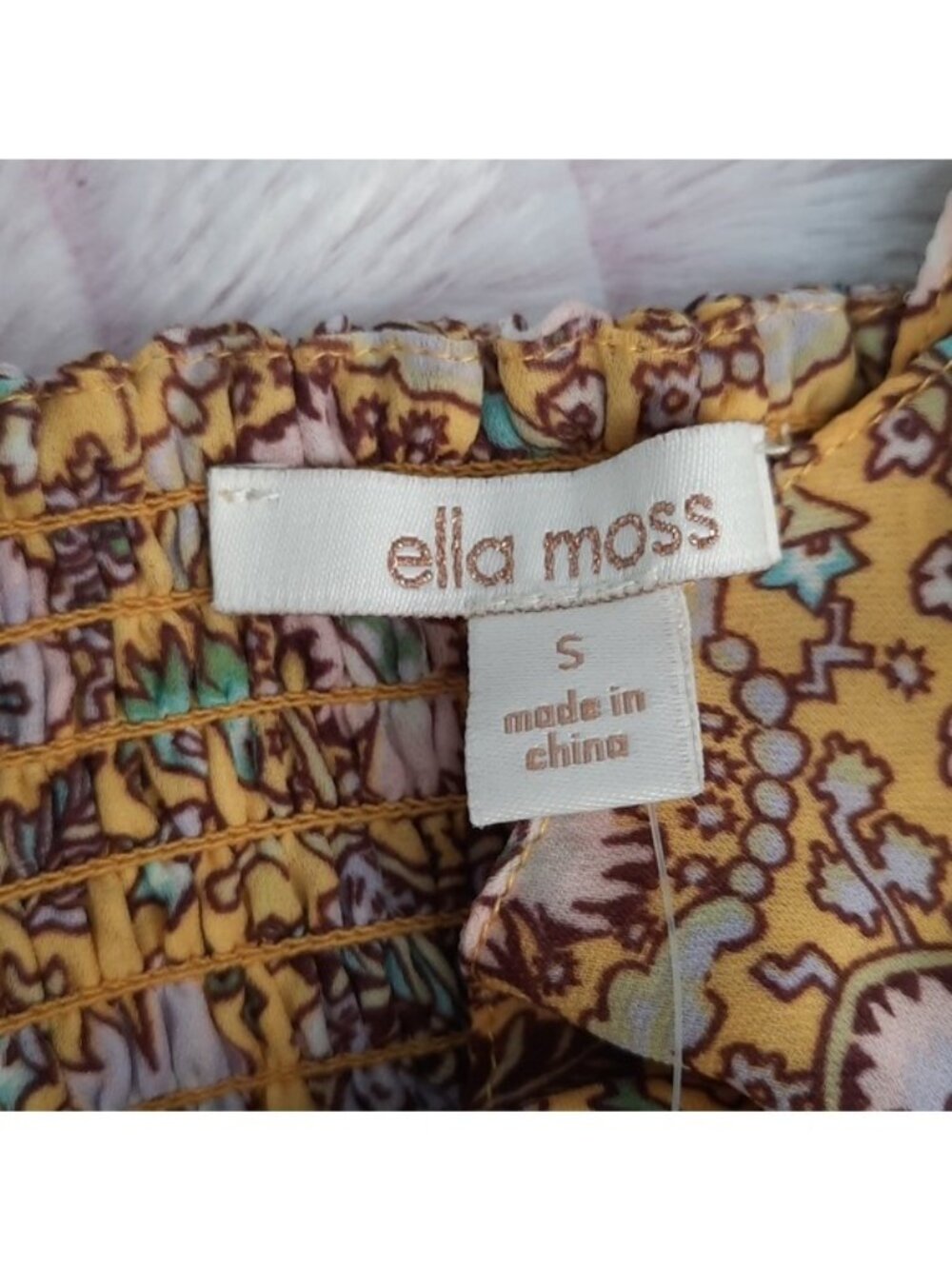 Ella Moss NWT Yellow Brown Blue Floral Print Adjustable Spaghetti Strap Top S - Picture 8 of 11